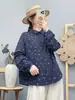 Coleção Outono 2026: Atacado de camisas femininas de corte solto, de manga longa, com estampa floral pequena e colarinho mandarim