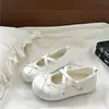 Zapatos Mary Jane de Encaje para Mujer Estilo Nuevo Florales Franceses Dulces 2026 Estilo Lazo Aumento de Altura Interior Punta Redonda Zapatos de Suela Única Primavera y Otoño
