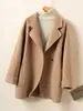 26 Nuevo Estilo Otoño/Invierno Abrigo de Lana Doble Faz Hecho a Mano 100% Lana con Cuello de Solapa, Diseño de Longitud Media, Cárdigan de Moda para Mujer