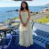 Moda Femenina Transfronteriza Europea y Americana Verano 2026 Estilo Nuevo Sexy y Elegante Fresco Estilo Vacacional Vestido Verde sin Tirantes