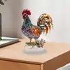 Adornos de Animales Gallo de la Suerte Creativos Coloridos Transfronterizos Adornos Decorativos de Acrílico Plano 2D para Escritorio de Hogar Oficina
