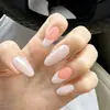 Uñas postizas de color blanco lechoso y naranja suave, color liso sencillo, limpias y de alta gama, disponibles para venta al por mayor