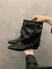 Botas de Tubo Plisadas con Hebilla y Punta Fina Estilo Coreano Adelgazantes de Moda Botas de Montar para Mujer Invierno Negro Tacón Bajo Botas de Moda