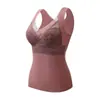 Colete Quente de Renda e Malha Aveludado Outono e Inverno Peça Única Sutiã Sem Marcação Ajustado ao Corpo Suporte para o Peito Roupa Quente com Aquecimento Sexy