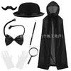 Conjunto Temático Clássico de Mágico Lincoln Chapéu Alto e Capa 15cm de Altura Conjunto Completo para Festa Cosplay Performance de Palco