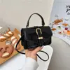 Cinto de Couro Estilo Coreano Tendência Bolsa Feminina 2026 Nova Moda Bolsa de Mão Bolsa Transversal Ins Cor Sólida Ombro Único Bolsa Quadrada Pequena