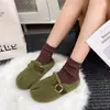 Pantuflas de Invierno Medias para Mujer con Forro de Felpa y Suelas Gruesas, Estilo Nuevo, para Uso Casual al Aire Libre, Pantuflas de Algodón, Puntera Cerrada, sin Cierre, Invierno 2026, Peludas