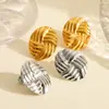 Pendientes de acero de titanio estilo ins europeo y americano, ovalados, chapados en oro de 18 quilates, pendientes trenzados de acero inoxidable, pendientes de temperamento de alta gama para mujer