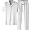 Traje deportivo de seda helada con textura para hombre, verano, alta gama, juvenil, con pantalones cortos, conjunto atractivo para hombre