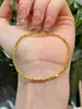 Pulsera de Cuerda con Sello de Cuentas Redondas Doradas Finamente Trituradas Estrella Dorada Río Didi Ball Pulsera de Oro 18k Pulsera de Cuentas Doradas Pequeñas