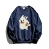 Moletom Pesado de Manga Longa com Gola Redonda Estilo Retrô Japonês para Mulheres, Design de Nicho Roupa de Casal, Jaqueta com Capuz Estilo Menina Doce Outono e Inverno