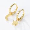 Aretes de Plata Esterlina S925 Estrella Luna para Mujer Europeos y Americanos Transfronterizos Elegantes Modernos Asimétricos Bañados en Oro
