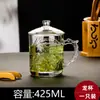 Taza de té de vidrio transparente con forma de manzana verde, con tapa y asa, resistente al calor, para oficina, para hombres y mujeres.
