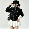 Cárdigan de Punto con Cremallera y Cuello Alto Estilo Nuevo Retro Transfronterizo para Mujer Otoño Invierno Nuevo Diseño de Doble Botonadura Cárdigan de Punto