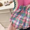 Chaleco de punto para bebé de estilo coreano con estrellas redondas para niña, traje de dos piezas con pantalones cortos y estampado de flores a cuadros de estilo occidental a la moda de verano