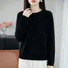 Suéter de Punto para Mujer 2026 Colección Otoño/Invierno Nueva, Prenda Premium, Cuello Redondo con Borde Enrollado, Manga Larga, Hueco, Color Sólido, Top Base