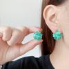Coreano Nuevo Pendientes Elegantes de Alta Gama de Ojo de Gato con Flor de Moda Pendientes de Clip para la Oreja de Moda que Combinan con Todo para Celebridad de Internet