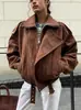 Casaco Feminino Europeu e Americano Transfronteiriço Outono e Primavera Estilo Retro Maillard Moda Casual Jaqueta Curta Solta Feminina