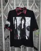 Sudadera con Capucha de Estilo Rockero con Estrellas Goteantes en Degradado e Impresión de Retrato, Capucha Tachonada, Corte Holgado, Hombros Caídos, Unisex
