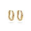 Pendientes de Acero Inoxidable para Comercio Electrónico Transfronterizo, Estilo Retro de Hong Kong, Sencillos, Irregulares, Elegantes, Versátiles, Elegantes Pinzas para Orejas de Mujer