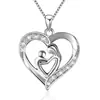 Regalo Transfronterizo para el Día de la Madre Creativo Amor Madre e Hijo Collar Concéntrico Femenino Zirconia Microincrustada Cadena para Clavícula Abrazo