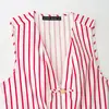 Top de Verano para Mujer sin Mangas con Cuello en V a Rayas Estilo Europeo y Americano con Detalle de Nudo. Color de la imagen, Otros colores disponibles, Poliéster