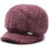 Chapéu de tricô novo para outono e inverno, forrado com fleece, forrado com fleece, chapéu de lã quente para o frio, aba curta, chapéu para mãe de meia-idade e idoso