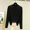 Nueva Camiseta de Modal con Cuello Alto a Media Altura para Mujer, Camisa Base de Manga Larga para Primavera y Otoño, Ropa Exterior Delgada Adelgazante Talla Plus