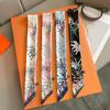 2023 Moda Estilo Mori Elegante Pequeno Lenço de Seda Cinto de Cabelo Feminino Lenço Decorativo Estampado Dupla Face Bolsa de Gravata com Lenço Fita Longa