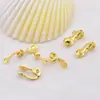 Accesorios para pendientes chapados en cobre oro real de 18 quilates con anilla para colgar pendientes colgantes clip antideslizante pendientes de clip sin perforación al por mayor