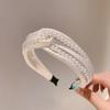 Tiara Trançada com Pérolas Cruzadas de Dongdaemun Coreana, Acessório de Cabelo Moderno e Elegante, Ornamento de Cabelo de Alta Qualidade, Tiara de Pérolas