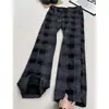 Pantalones a cuadros retro americanos para hombre, primavera y otoño, pantalones casuales rectos holgados, pantalones largos de pierna ancha versátiles para deportes