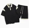 Conjunto de Top Camisa Polo Casual Holgado de Verano Bloques de Color y Pantalones Cortos Camiseta de Manga Corta Uniforme Escolar Deportivo