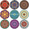 Patrón de Mandala Popular Posavasos de Madera Resistentes al Calor Accesorios para Cocina Restaurante Bar Juego de 9 Piezas Madera Transfronteriza
