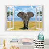 Comercio exterior Europa, América y África transfronterizo 3D imitación tridimensional ventana pradera elefante sala de estar dormitorio pared de fondo pegatinas al por mayor
