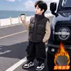 Roupas de Inverno para Meninos Etiqueta Traseira Branca Colete de Algodão Estilo Coreano Jaqueta de Algodão Grossa Sem Mangas Infantil Roupa Externa Jaqueta de Algodão para Bebês