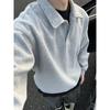 Moletom masculino estilo americano retrô com gola POLO quente, moda primavera e outono, solto, de alta qualidade, casual, para todos os tipos de ocasiões