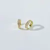 Brinco de Clipe Flor de Diamante Designer Quadrado com Diamantes Incrustados em Forma de Lua Crescente Dourado em Forma de C para Mulheres, Brincos de Clipe Simples, Joias para Orelha