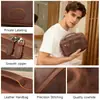 Venda Direta da Fábrica Bolsa de Higiene Pessoal Genuína de Couro Retrô Couro Crazy Horse Moda Feminina Bolsa de Cosméticos Grande Capacidade Bolsa de Higiene Pessoal para Viagem para Homens
