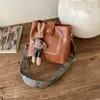 Bolso Cruzado de Hombro Ancho Estilo Étnico Casual para Mujer, Tendencia Transfronteriza, Otoño e Invierno, Temperamento Versátil, para Viajar, Bolso Cruzado, Bolso de Hombro Texturizado