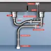 Desagüe de cocina con ventilación lateral, tubería de desagüe de fregadero antiolor, juego de desagüe antiatascos y a prueba de fugas para lavabo de verduras