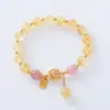 Pulsera Nueva de Cristal de Fresa Natural de Moda para Estudiantes, Joyería de Pulsera de Cristal Amarillo, Regalo para el Cumpleaños de la Novia