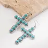 Accesorios Hemingway Nuevo Estilo Transfronterizo Turquesa Patrón Geométrico Cruz Colorido Rombos Colgante Pendientes Versátiles