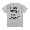Camiseta de Verão Carta 'Preciso de Dinheiro' Camiseta Divertida, t-shirt Masculina