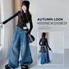 Conjunto Nuevo de Jeans de Pierna Ancha de Cintura Alta para Niñas, Holgado, Adelgazante, Versátil, Conjunto Casual de Dos Piezas 2026
