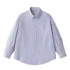 Yidao Vintage 2026 Coleção Outono Nova: Camisa Listrada Básica, Unissex, Estilo Japonês, Caimento Solto, Camisa de Manga Longa para o Trabalho e Casual