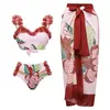 Traje de Baño Conservador Conjunto Europeo y Americano 2025 Cubre Vientre Delgado Vacaciones Playa Aguas Termales Bikini Conjunto Retro Francés