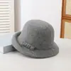 Gorro de Lana, Moda de Invierno, Sombrero de Pescador Cálido para Mujer, Sombrero Elegante y con Estilo para Exteriores, Sombrero de Pescador de Gama Alta con Lazo