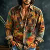 Cardigan de manga larga versátil para hombre, tendencia de moda otoñal transfronteriza, con estampado 3D de estilo vintage, directo de fábrica