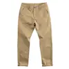 Calça de Trabalho de Mola e Outono Microelástica Cáqui Durável Casual de Trabalho Calça Longa Americana Lavada Cor Sólida Calça Masculina